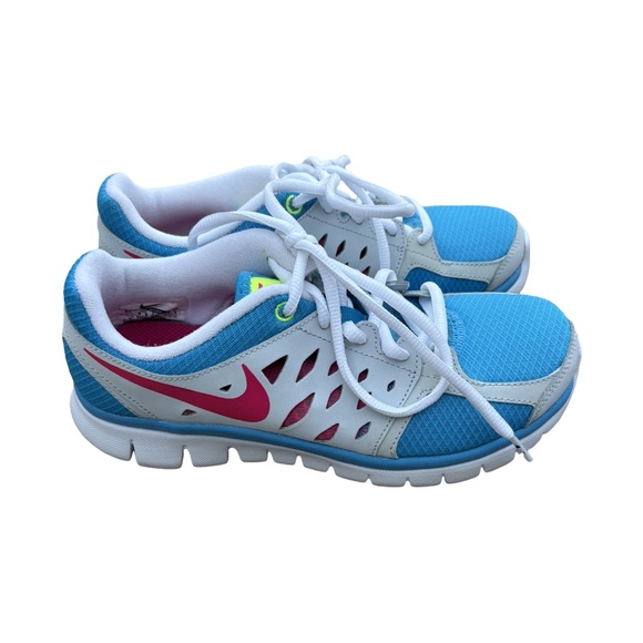 Nike | Flex 2013 RUN Youth Vivid Blue Pink Volt White Athletic Sneakers - Picture 1 of 6